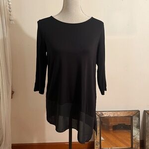 Vince Camuto Crew Neck Top with Slanted Chiffon Bottom Size Small New with Tags